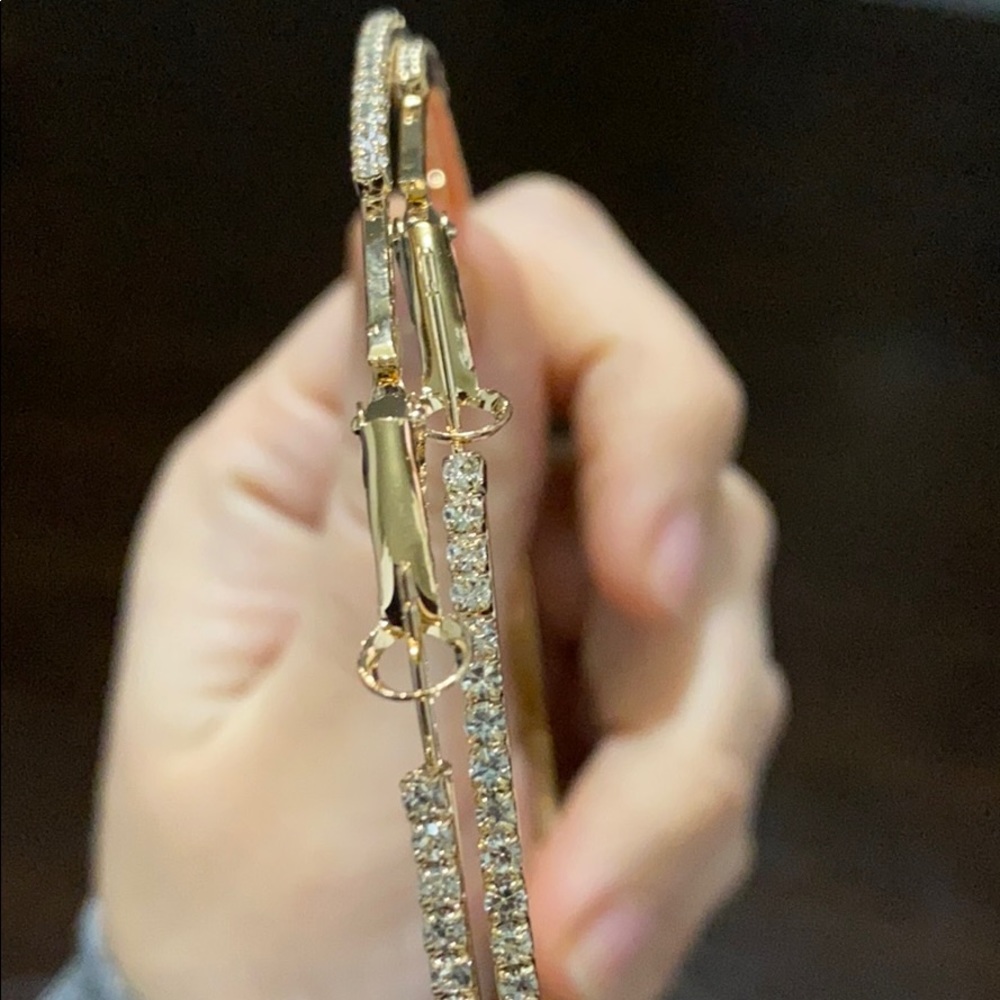 18K Gold Plated Huge Hoop Earrings Jewelry Gift - Picture 5 of 5